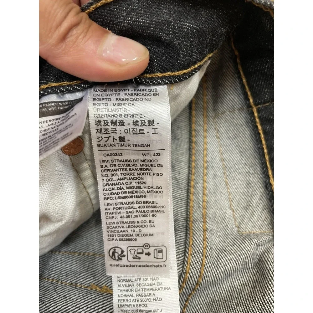 Levis 501 Jeans Mens 30x30 Dark Blue Denim Button Fly Straight Leg Shrink-to-Fit